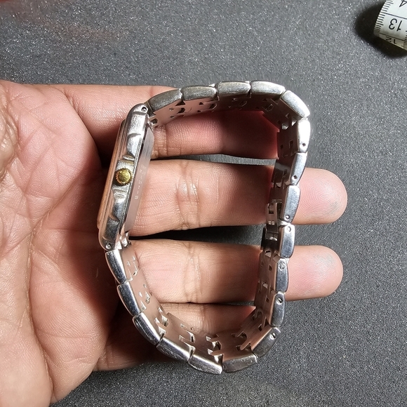 Vintage Elgin Gold Silver Tone Quartz Mens Dress Tank Watch Working FM333-040 sh - Picture 7 of 10